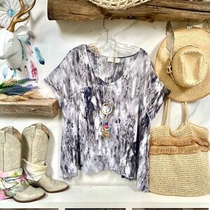Nordstrom ST.Tropez marbleized flowy boho blouse w resort vacay vibe
